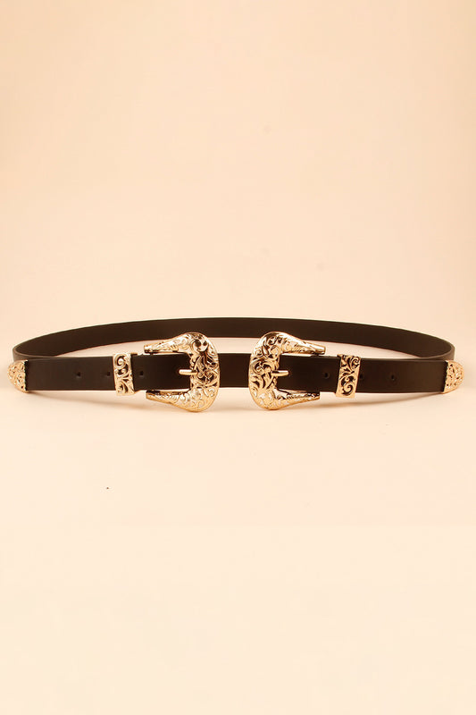 Double Buckle PU Leather Belt - Tippy Jean