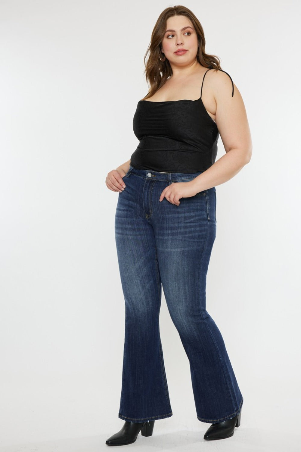 Kancan Full Size Mid Rise Slim Flare Jeans - Tippy Jean