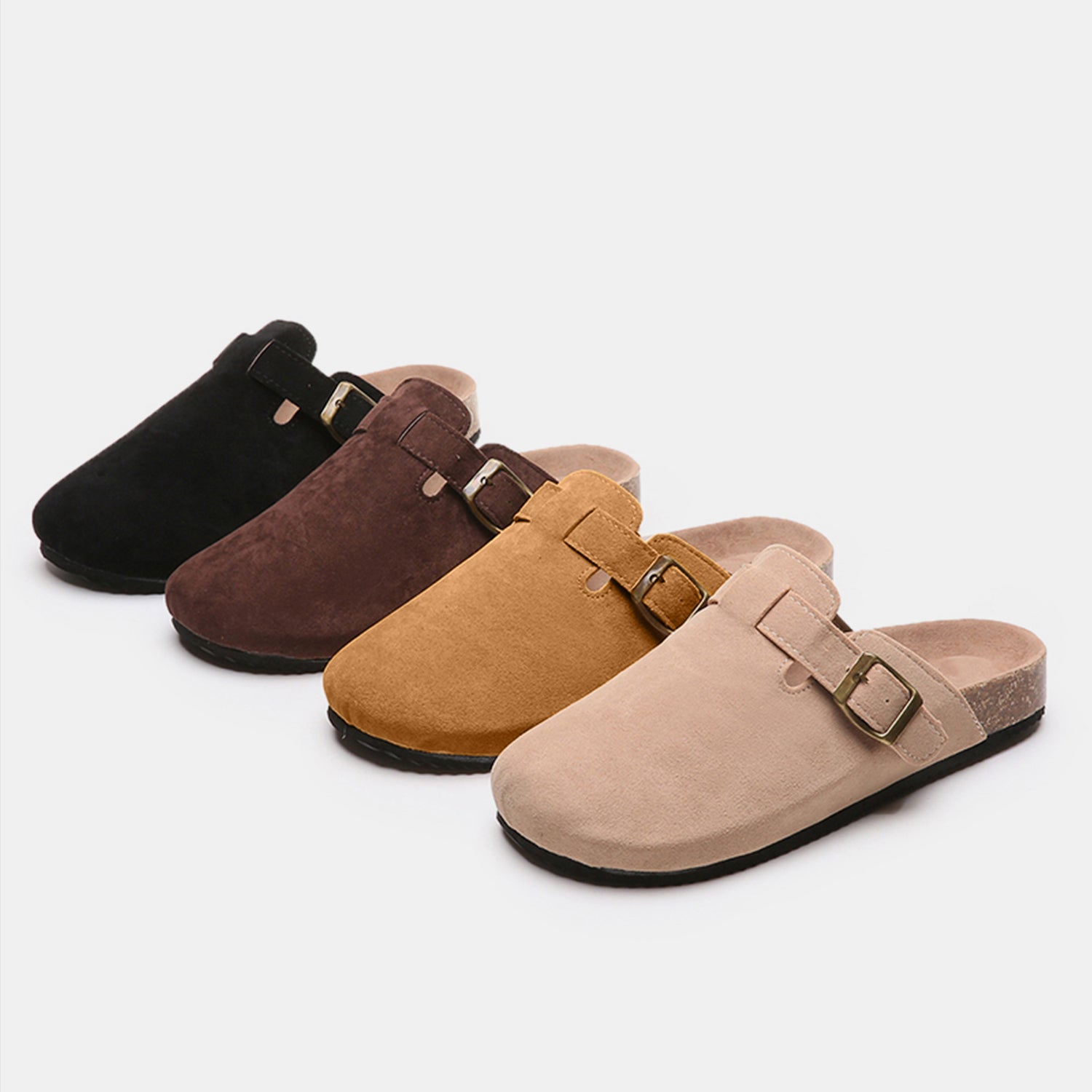 Suede Closed Toe Buckle Slide - Tippy Jean